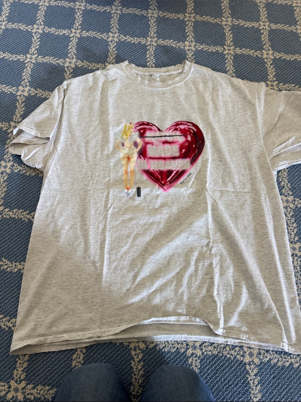 Boys Lie Gray Tee with Red Heart Graphic